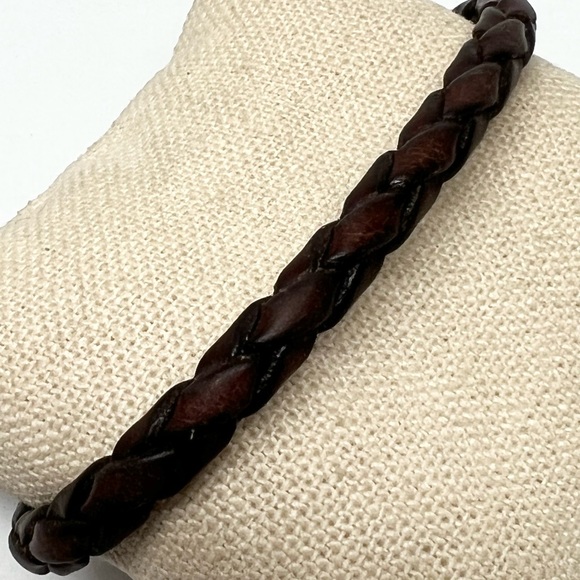 Robert Tateossian Brown Leather Silver Clasp Bracelet .925 - Picture 4 of 8